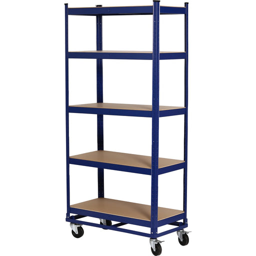 Commercial Blue Heavy Duty Mobile Shelving Unit 5 Shelves 875kg Loading Capacity 900x450x1800mm |  KWH20 Makfry
