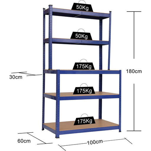 Professional Steel Workbench with 5-Tier Shelf Rack 625kg Max Load 1100x540x1400mm |  KWT33P Makfry