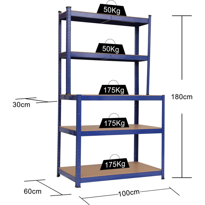 Professional Steel Workbench with 5-Tier Shelf Rack 625kg Max Load 1100x540x1400mm |  KWT33P Makfry