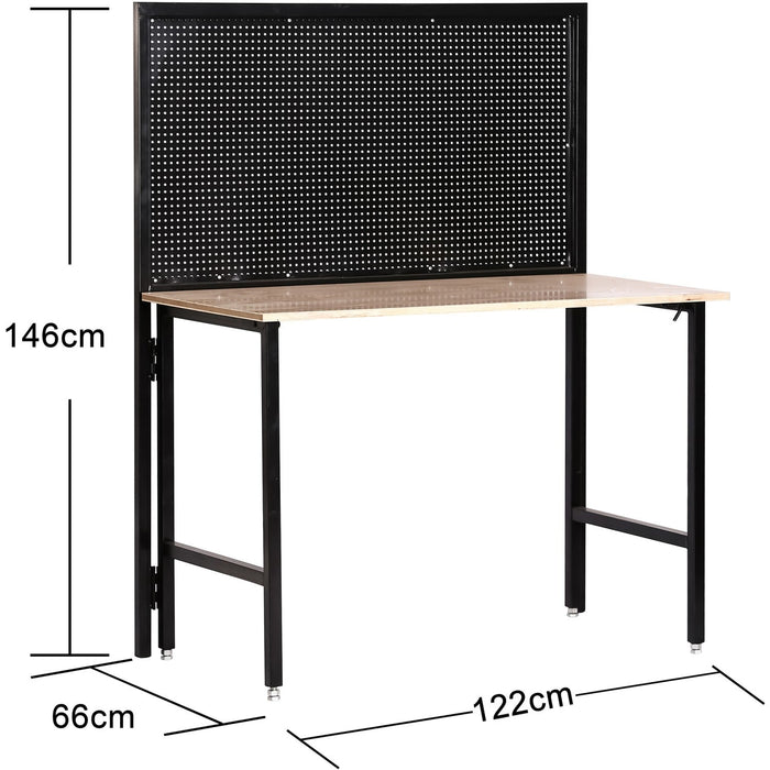 Professional Steel Workbench with Pegboard 150kg Table Load 25kg Pegboard Load 1220x660x1460mm |  KWT1220 Makfry