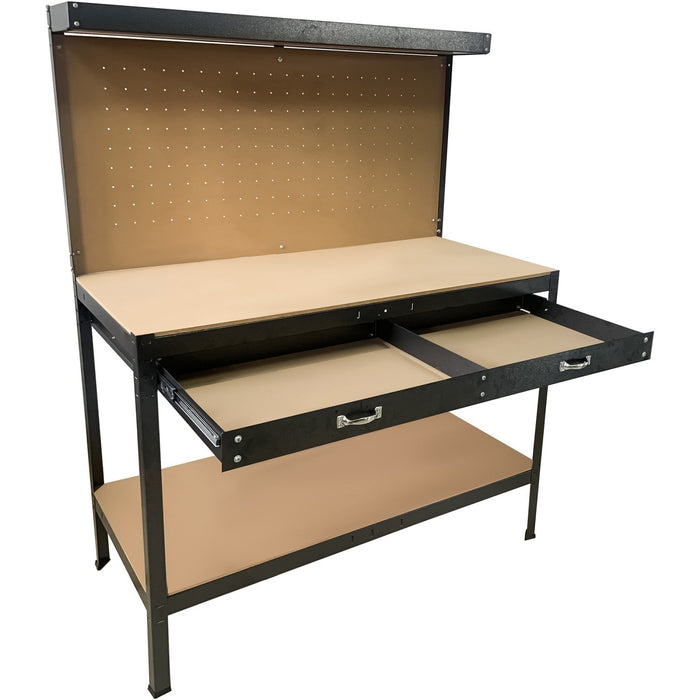 Professional Steel Workbench with Pegboard and Drawers 230kg Max Load 1100x540x1400mm |  KWT28 Makfry