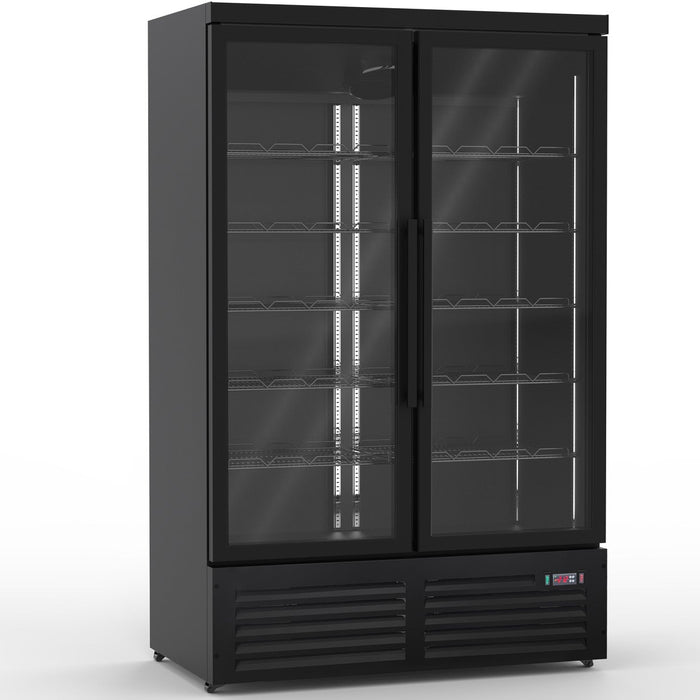 B Grade Commercial Display Freezer With Double Glass Door 930 Litres Black | Kxd1253 Black B Grade Makfry