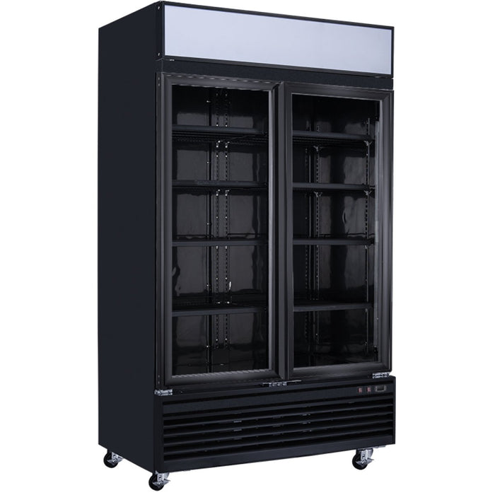 Commercial Display Freezer with Double Glass door 1000 litres Black Canopy Light |  LD1000FBLACK
