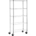 Professional 5 Tier Shelving Unit Chrome Wire with Wheels 600x350x1550mm |  LD6035155B5CW Makfry