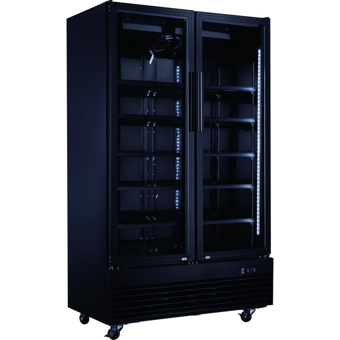 Commercial Bottle cooler Upright 930 litres Ventilated cooling Twin hinged doors Black |  LG1000BFPBLACK