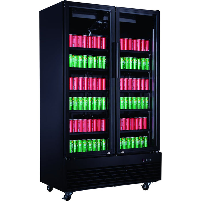 Commercial Bottle cooler Upright 930 litres Ventilated cooling Twin hinged doors Black |  LG1000BFPBLACK