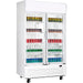 Commercial Bottle Cooler Upright 980 Litres Ventilated Cooling Twin Hinged Doors Canopy Light 1200x730x2036 White | Lg1000 Bf Makfry