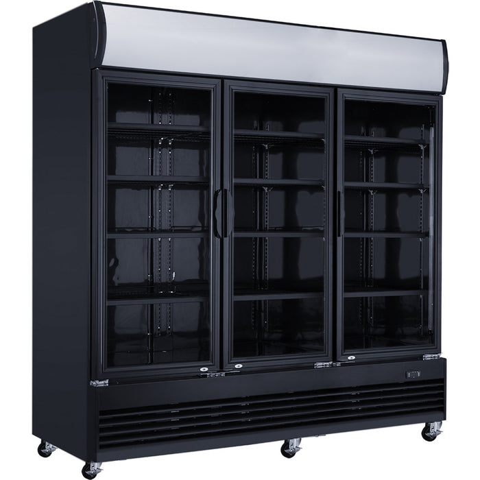 Commercial Bottle cooler 1300 litres Ventilated cooling 3 hinged doors Black |  LG1300BFBLACK