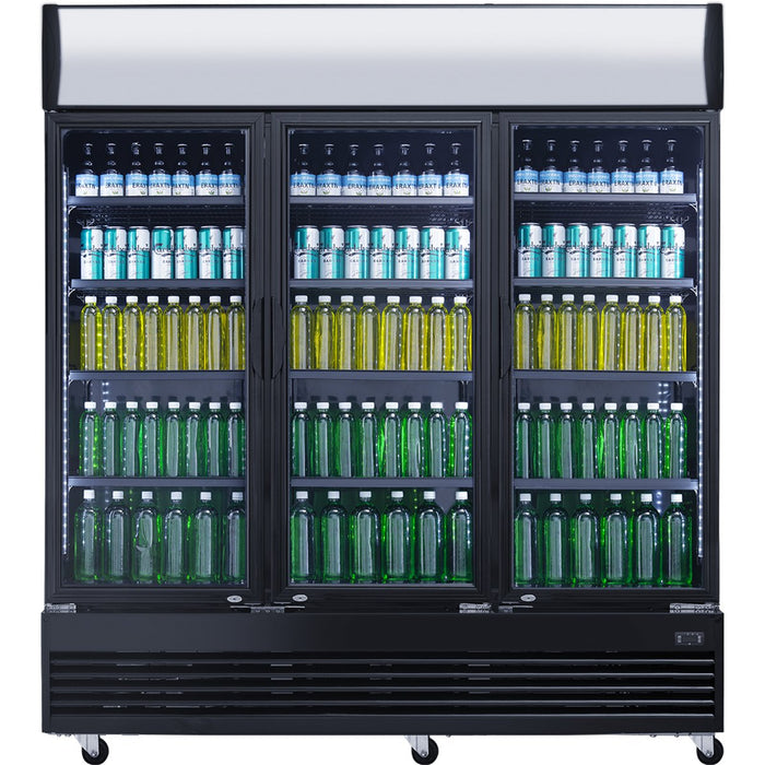 Commercial Bottle cooler 1300 litres Ventilated cooling 3 hinged doors Black |  LG1300BFBLACK