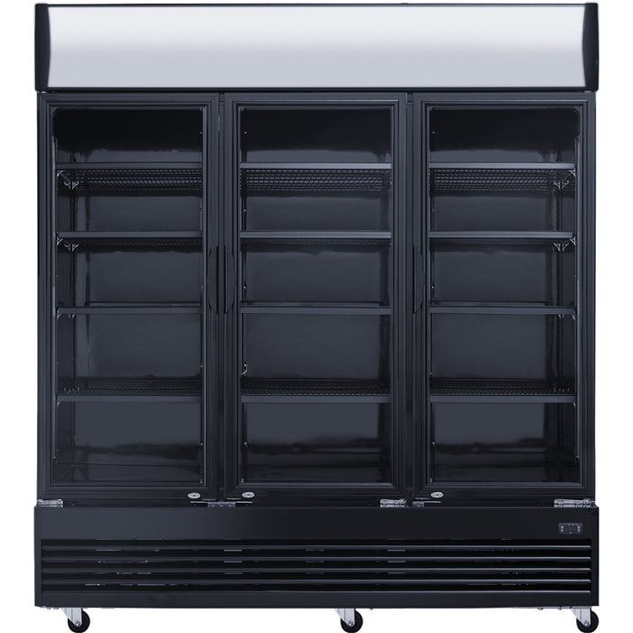 Commercial Bottle cooler 1300 litres Ventilated cooling 3 hinged doors Black |  LG1300BFBLACK