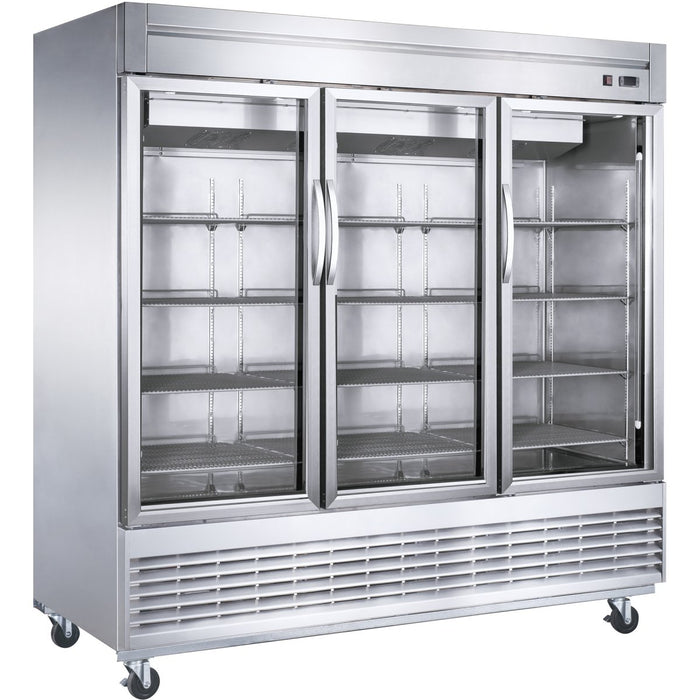 B GRADE 1800lt Commercial Upright Refrigerator Triple Glass Door Stainless Steel |  D83RGS3 B GRADE