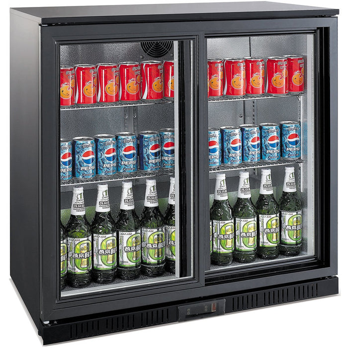 Back bar cooler 2 sliding doors 200 litres Black |  GN220HS