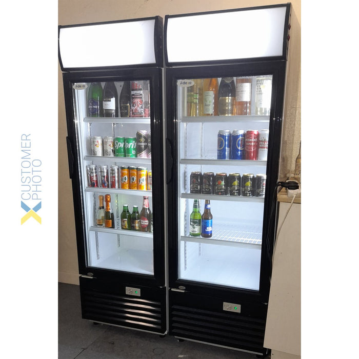 Commercial Bottle cooler Upright 232 litres Static cooling Hinged glass door Black/White Canopy light |  LG232B