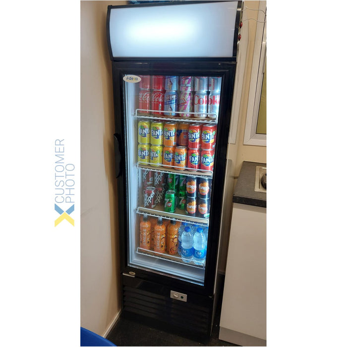 Commercial Bottle cooler Upright 232 litres Static cooling Hinged glass door Black/White Canopy light |  LG232B