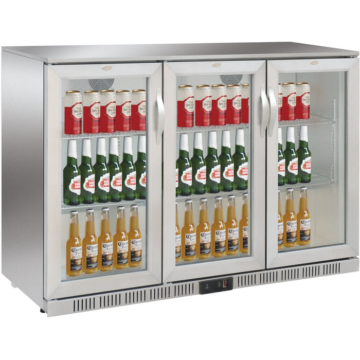 Back bar cooler 3 hinged doors 312 litres Stainless steel |  SSBC03PP