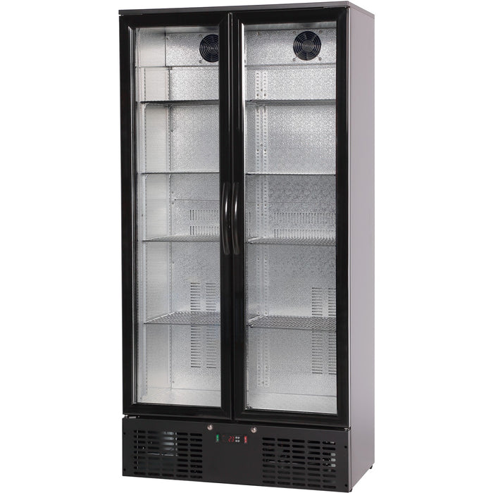 Commercial Bar bottle cooler Upright Twin door 470 litres Black |  LG510H