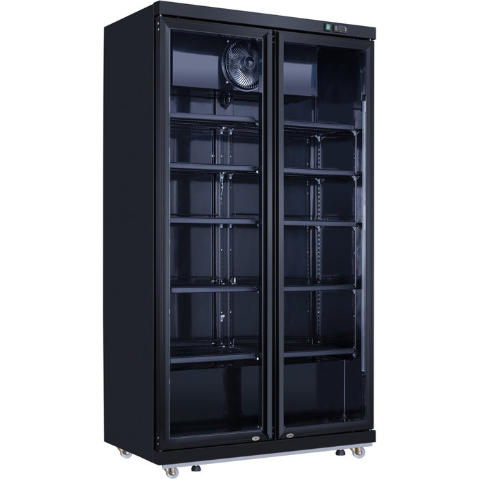 B GRADE Commercial Bottle cooler Upright 773 litres Fan cooling Twin hinged doors Black |  LG805ABLACK B GRADE