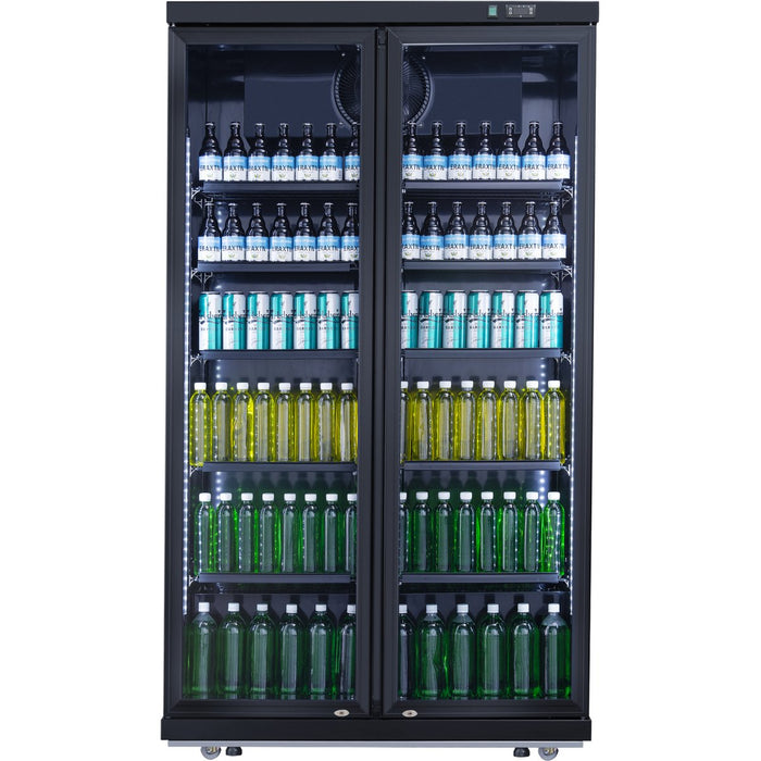 Commercial Bottle cooler Upright 773 litres Fan cooling Twin hinged doors Black |  LG805ABLACK