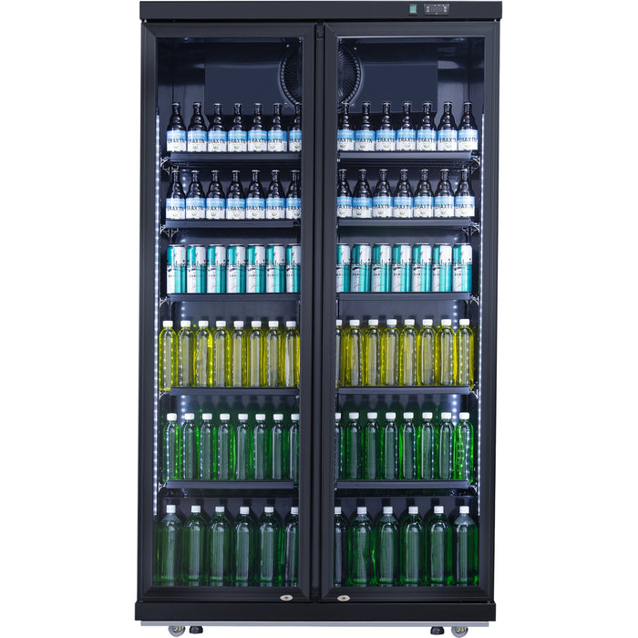 B GRADE Commercial Bottle cooler Upright 773 litres Fan cooling Twin hinged doors Black |  LG805ABLACK B GRADE