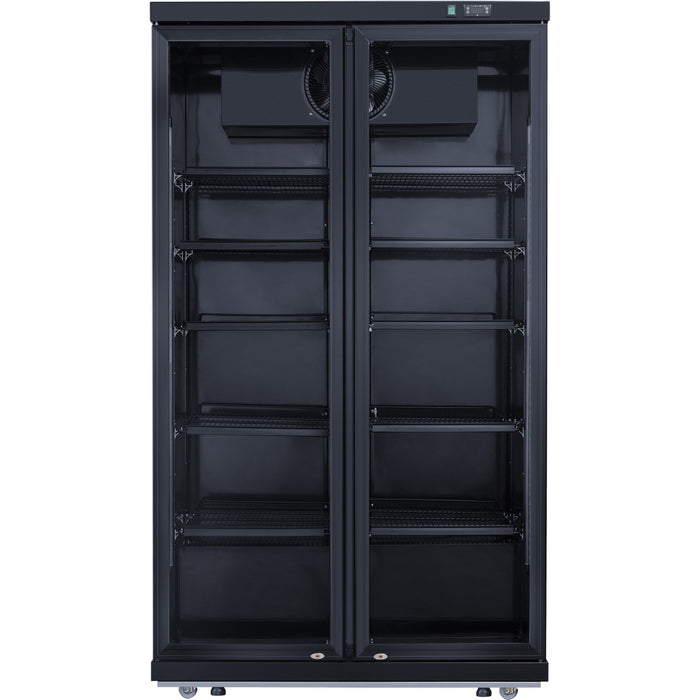 B GRADE Commercial Bottle cooler Upright 773 litres Fan cooling Twin hinged doors Black |  LG805ABLACK B GRADE