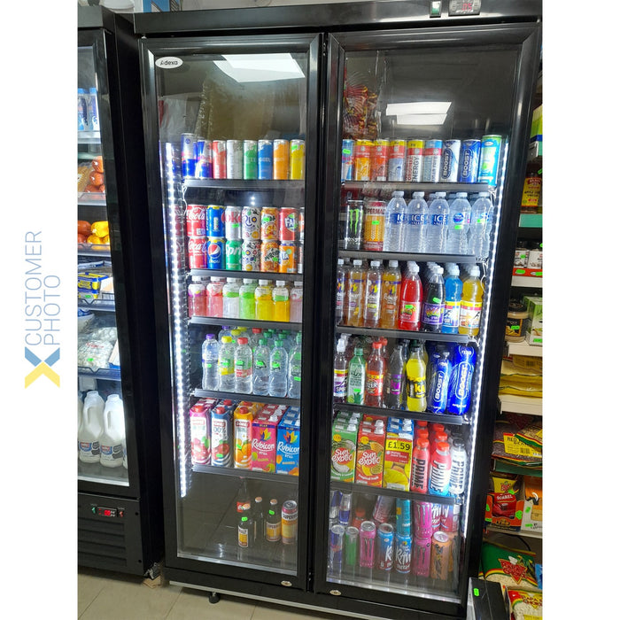 B GRADE Commercial Bottle cooler Upright 773 litres Fan cooling Twin hinged doors Black |  LG805ABLACK B GRADE