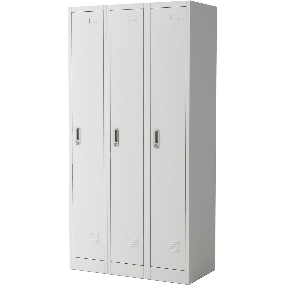 B GRADE Commercial Grey Three Door Locker with Clothes Hanger, Fixed S ...