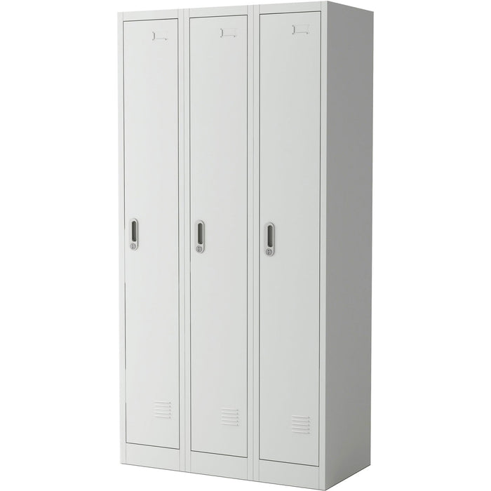 B GRADE Commercial Grey Three Door Locker with Clothes Hanger, Fixed Shelf and Mirror 900x450x1800mm |  LOCKER3TW B GRADE Makfry