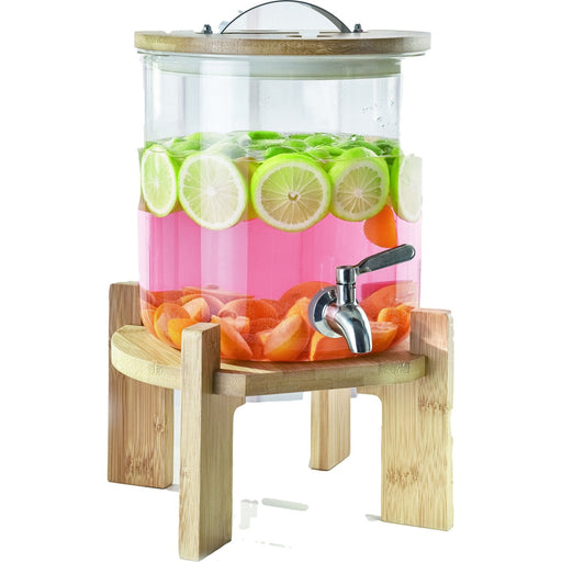 Glass Juice Dispenser 5 litres with Bamboo Stand |  LT004 Makfry