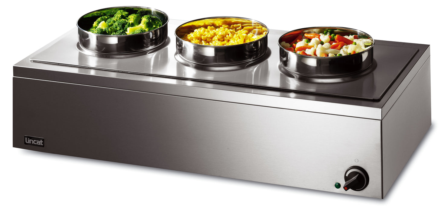 Lynx Electric Counter-top Bain Marie - Dry Heat - inc. 3 x Round Pots - W 850 mm - 0.75 kW