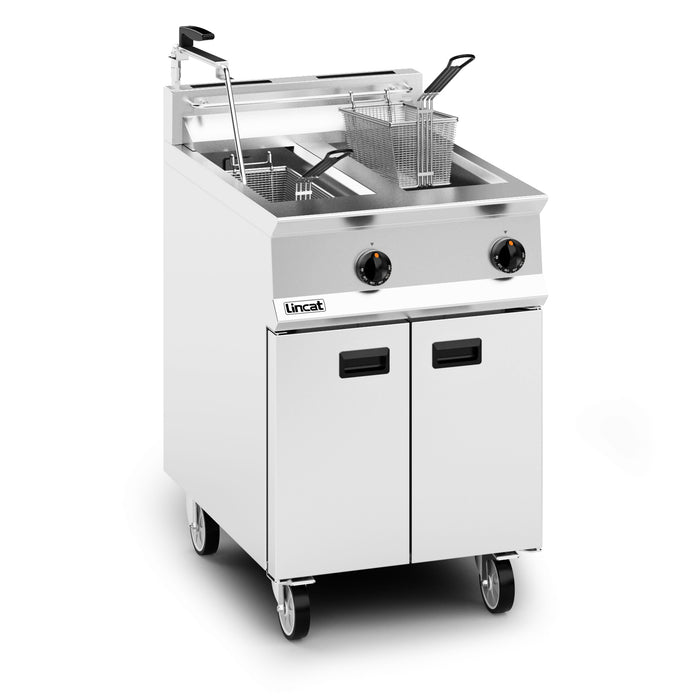 Opus Propane Gas Free-standing Twin Tank Fryer with Pumped Filtration - 2 Baskets - W 600 mm - 32.0 kW