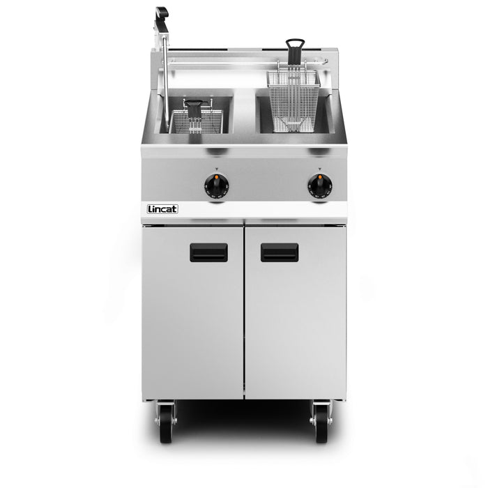 Opus Propane Gas Free-standing Twin Tank Fryer with Pumped Filtration - 2 Baskets - W 600 mm - 32.0 kW