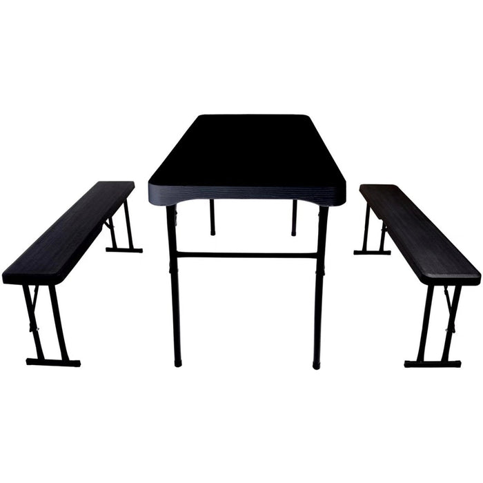 Folding Wood Grain Beer and Picnic Table with Benches Plastic |  HQM108 Makfry