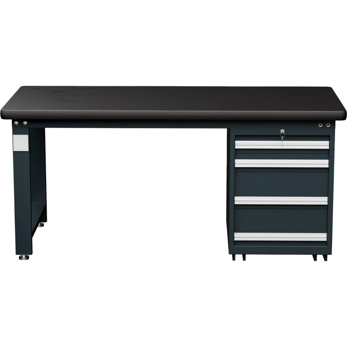 Commercial Heavy Duty Work Table With 4 Drawers 1500x750x800mm Black |  Mb80150 Hdt4 D