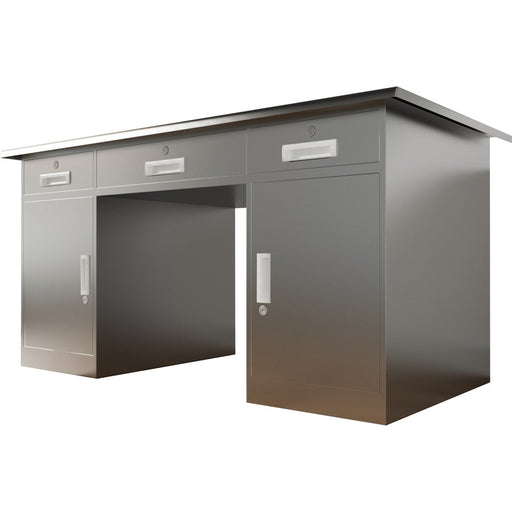 Commercial Stainless Steel Work Desk 2 Doors & 3 Drawers 1400x700x760mm |  MBSS201H76OT Makfry