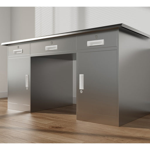 Commercial Stainless Steel Work Desk 2 Doors & 3 Drawers 1400x700x760mm |  MBSS201H76OT Makfry