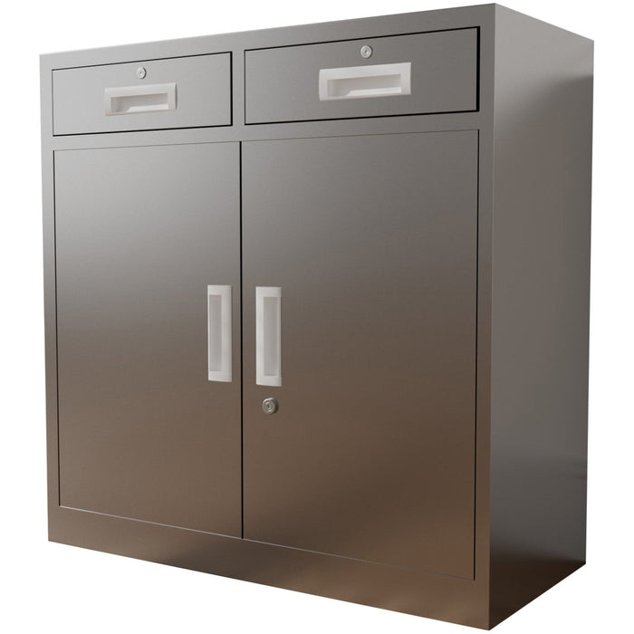 B Grade Commercial Stainless Steel Cabinet With 2 Doors &Amp; 2 Drawers 900x400x900mm | Mbss201 H902 Dc B Grade Makfry