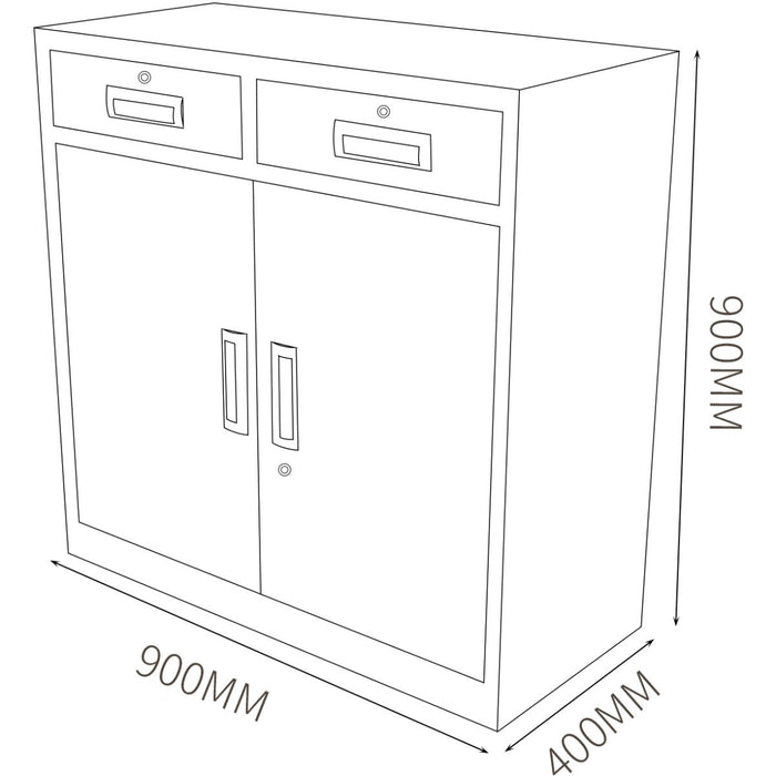Commercial Stainless Steel Cabinet With 2 Doors &Amp; 2 Drawers 900x400x900mm | Mbss201 H902 Dc Makfry