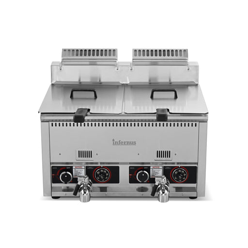 Infernus Countertop Twin Tank Gas Fryer NG Canmac Catering Equipment