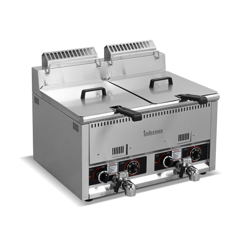 Infernus Countertop Twin Tank Gas Fryer NG Canmac Catering Equipment