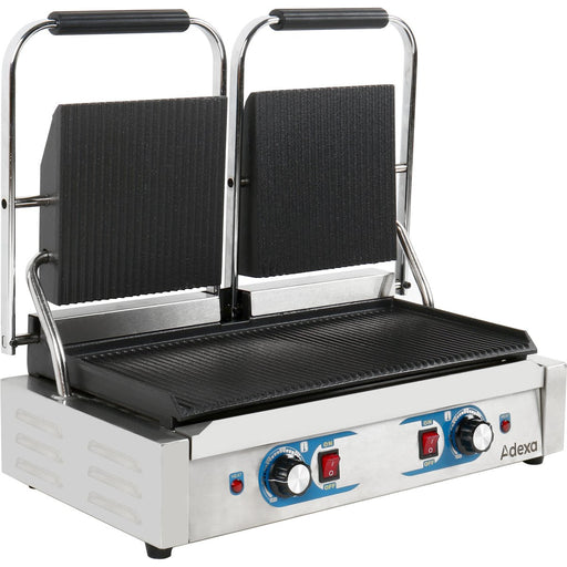 Heavy Duty Twin Panini Contact Grill Dual Zone 3.6k W Ribbed | Mlp813 Makfry