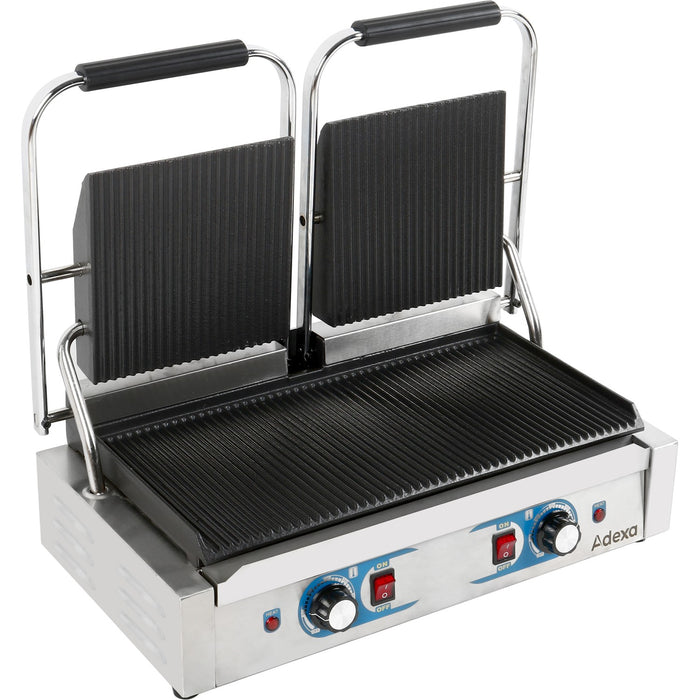 B GRADE Heavy Duty Twin Panini Contact grill Dual Zone 1.8kW Ribbed |  MLP813 B GRADE