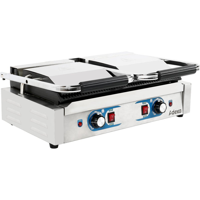 Heavy Duty Twin Panini Contact grill Dual Zone 3.6kW Ribbed |  MLP813