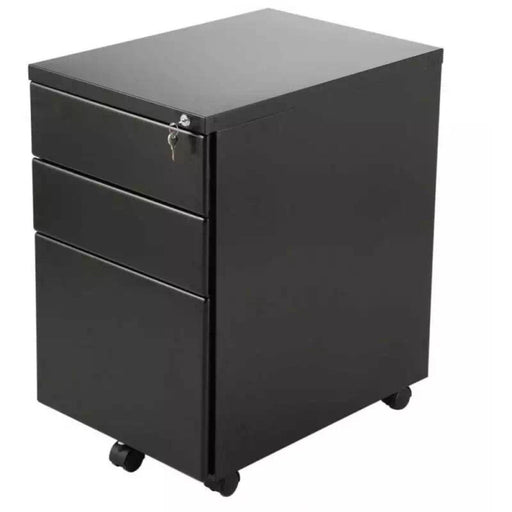 Professional Black Mobile Pedestal with 3 Lockable Drawers 390x520x600mm |  MP3BLACK Makfry