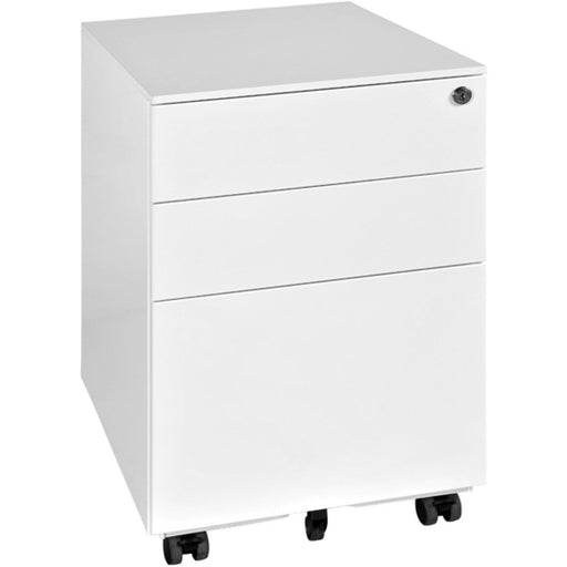 Professional White Mobile Pedestal with 3 Lockable Drawers 390x520x600mm |  MP3WHITE Makfry