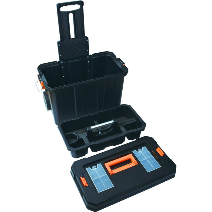 Heavy Duty Rolling Tool Box with Telescopic Handle & Internal Tool Tray 590x340x410 mm |  MW2060 Makfry
