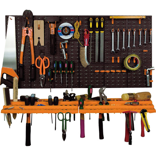 Professional Modular Pegboard Wall Tool Organizer with 2 Shelves 50 Hooks 2 x 958x533mm |  MWWK5400 Makfry