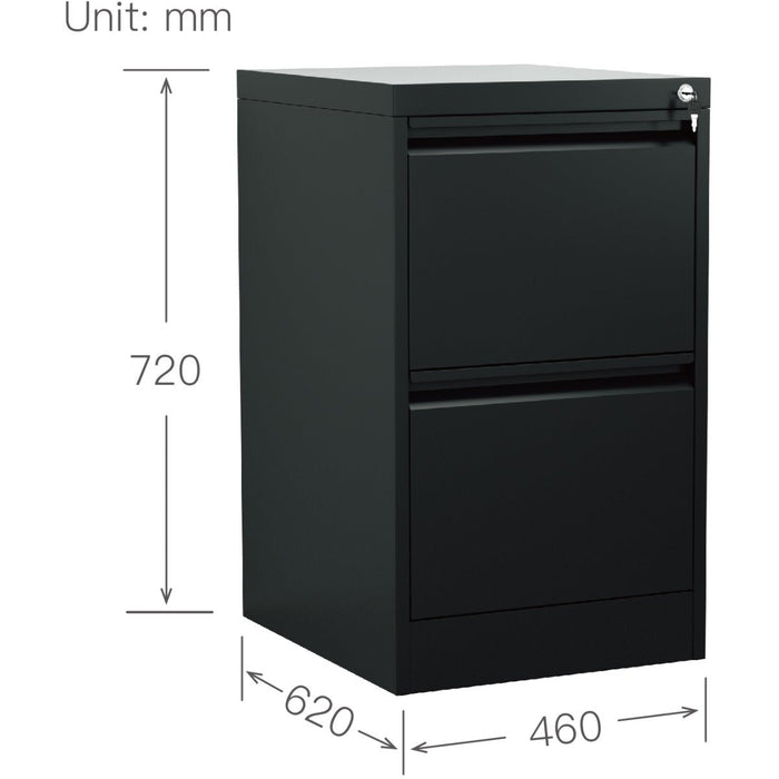 Professional Filing Cabinet 2 drawer 460x620x720mm Black |  MXDC1BLACK Makfry
