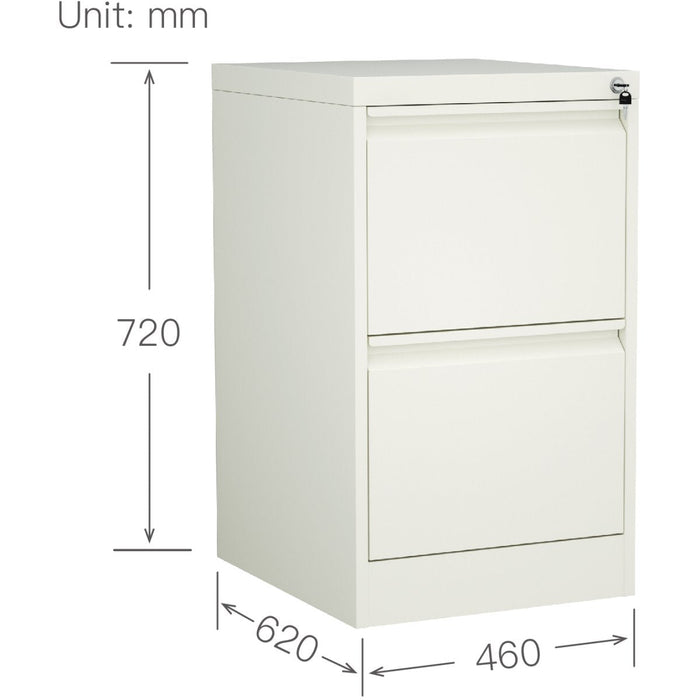 Professional Filing Cabinet 2 drawer 460x620x720mm White |  MXDC1WHITE Makfry