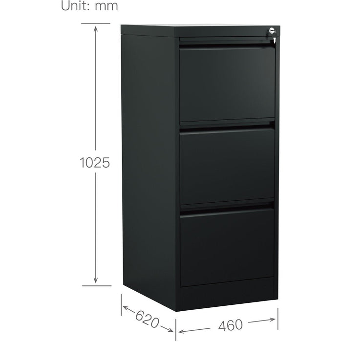 Professional Filing Cabinet 3 drawer 460x620x1025mm Black |  MXDC2BLACK Makfry