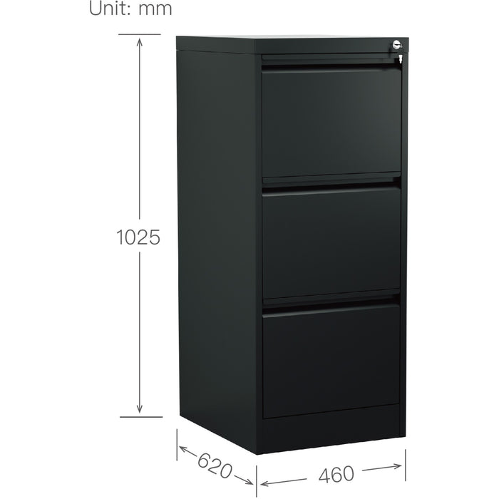 B GRADE Professional Filing Cabinet 3 drawer 460x620x1025mm Black |  MXDC2BLACK B GRADE